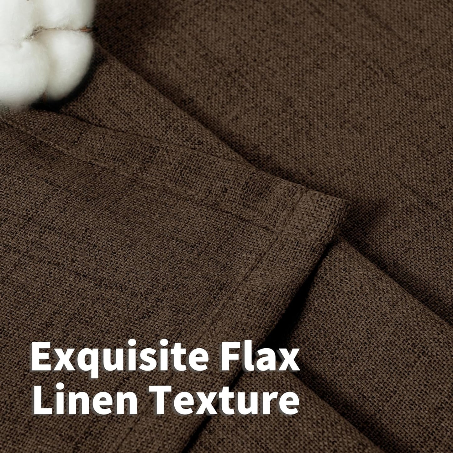 YoungsTex Brown Linen Curtains for Living Room 72 Inches Long, Semi Sheer Window Drapes with Back Tab Rod Pocket Light Filtering Lightweight for Bedroom Office Farmhouse, 2 Panel, 42 X 72 Inch