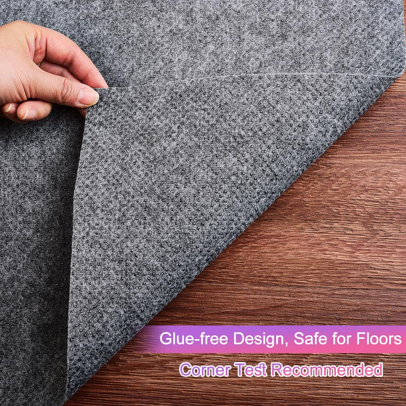 Ultra Strong Anti-Slip Thin Rug Felt Pad, Non Slip Grip Pads, Keep Your Rugs in Place (6 x 9 Feet)- Gray