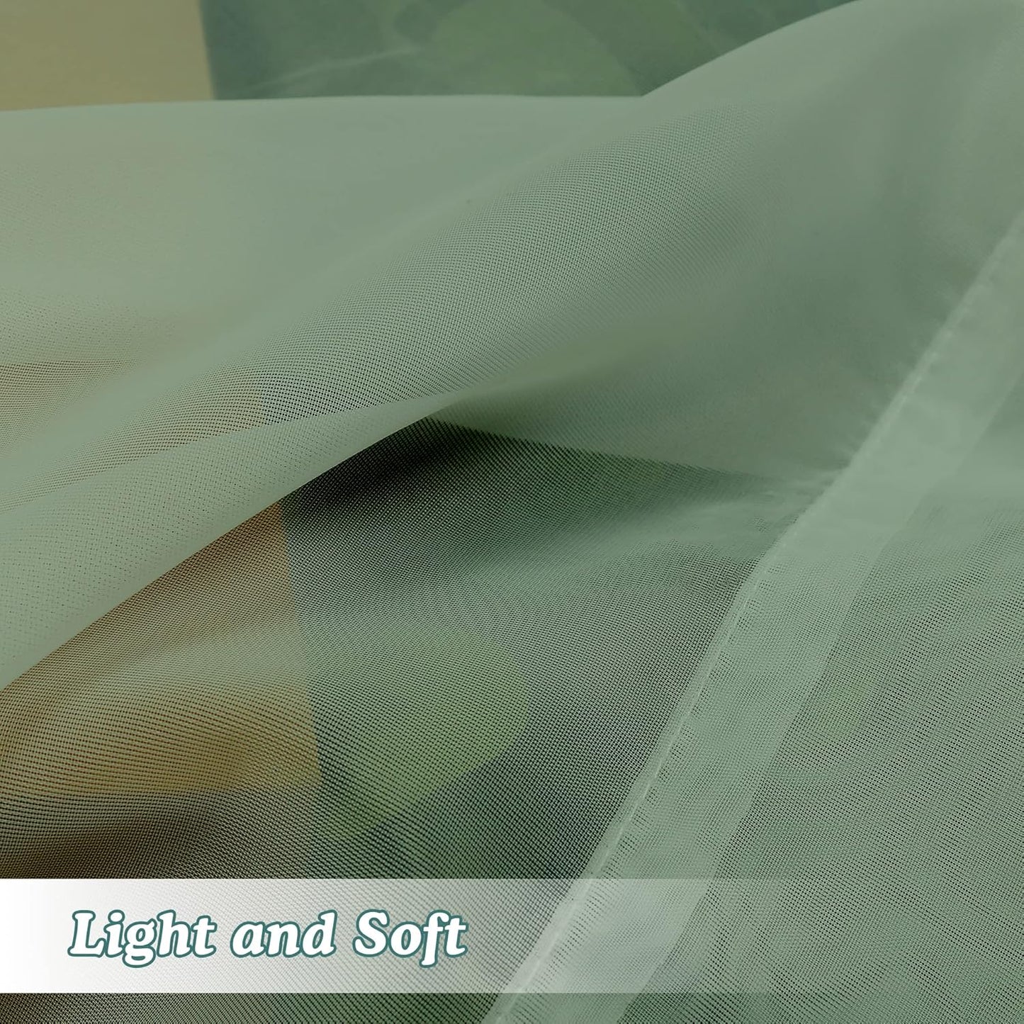 Chyhomenyc Sage Green Sheer Curtains 72 Inch Length 2 Panels, Light Filtering Airy Breathable Rod Pocket Voile Drapes for French Door Bedroom Living Room, Each 42x72 Inch