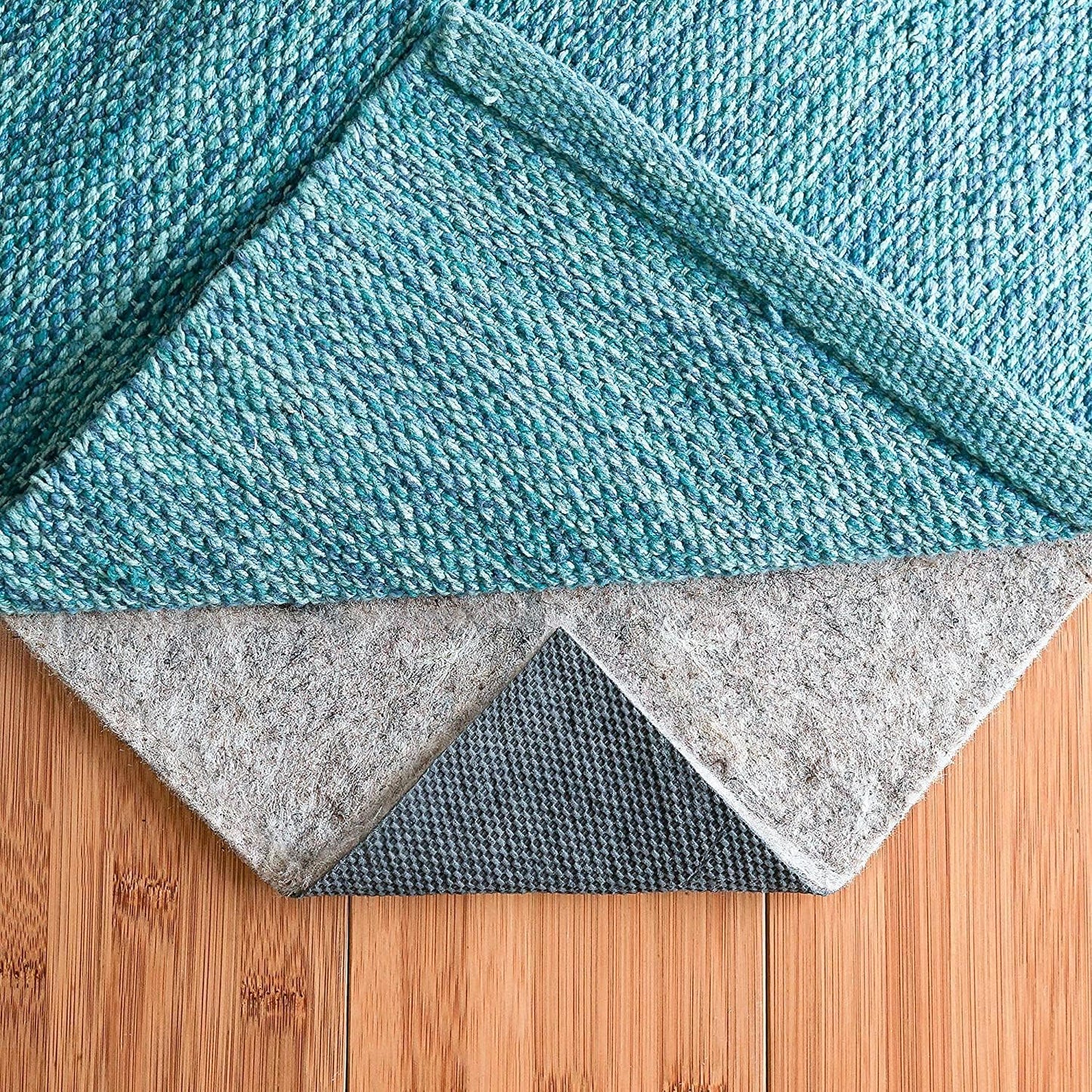 RUGPADUSA - Dual Surface - 4' Square - 1/4" Thick - Felt + Rubber - Non-Slip Backing Rug Pad - Safe for All Floors