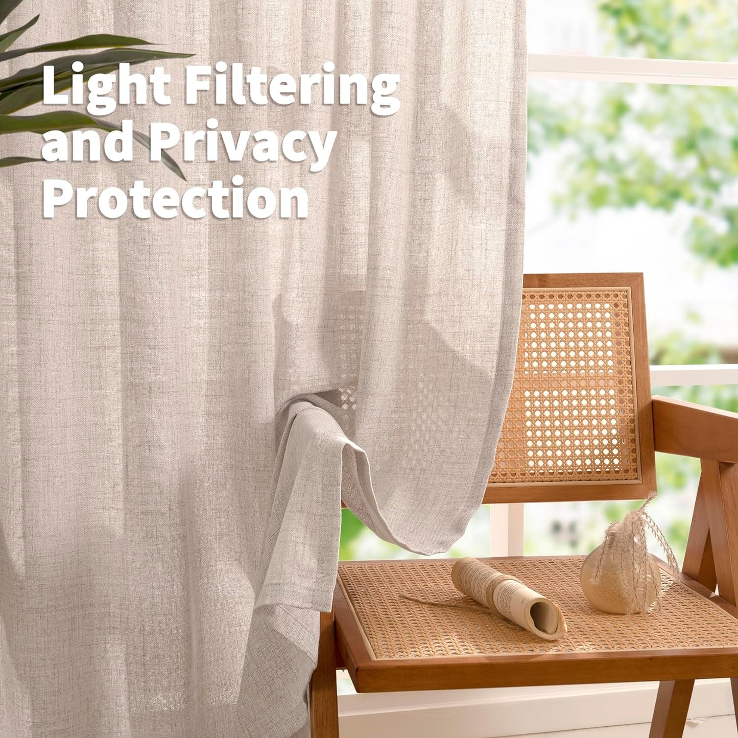 YoungsTex Pinch Pleated Linen Curtains 102 Inch Length 2 Panels Light Filtering Textured Window Drapes for Living Room Bedroom Sliding Door Back Tab, 40 X 102 Inch