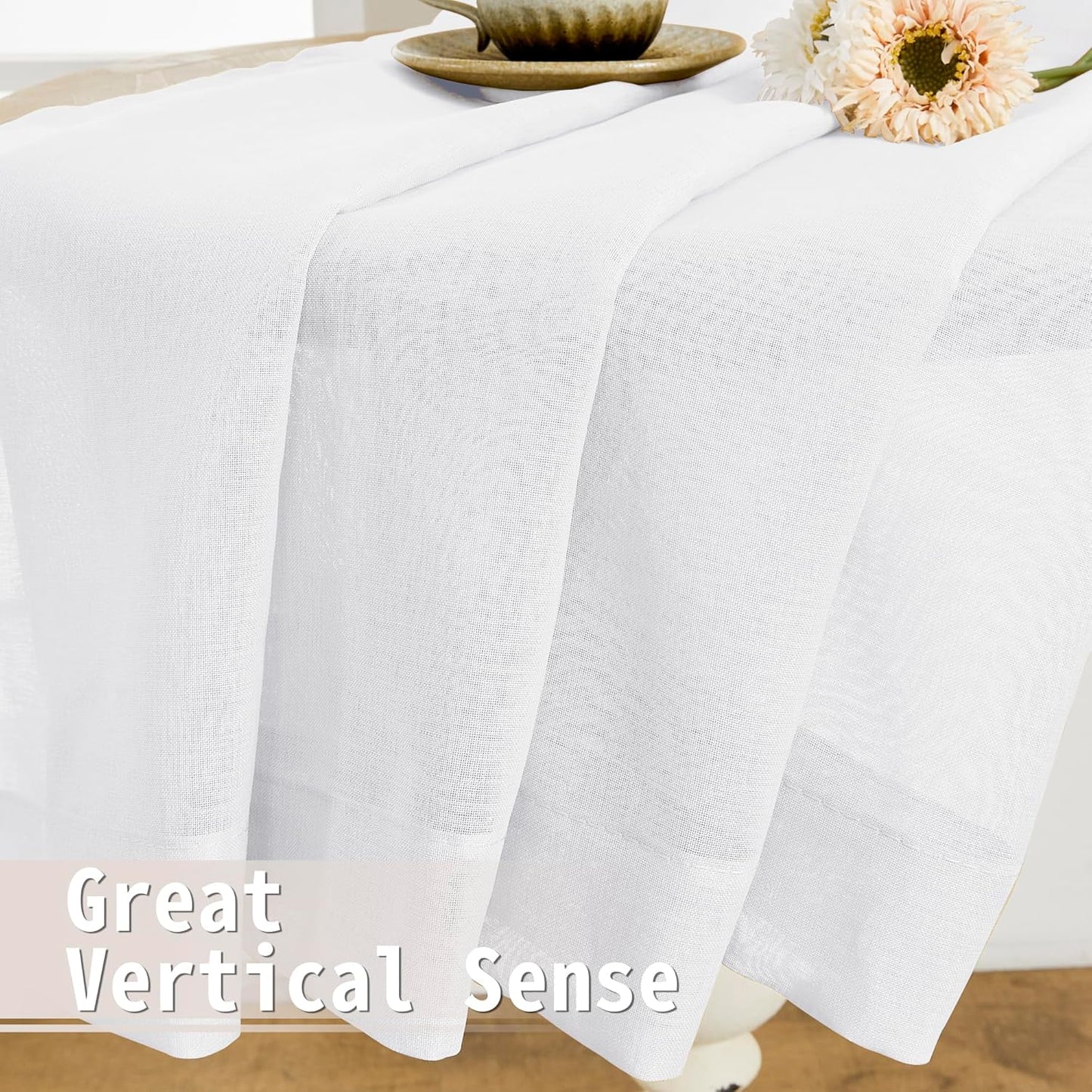 Tollpiz Short Sheer Door Curtain Closet Linen Textured Curtain Sheers Doorway Light Filtering Voile Patio Glass Door Rod Pocket Curtains French Door, 54 x 54 inches Long, White, Set of 1 Panel