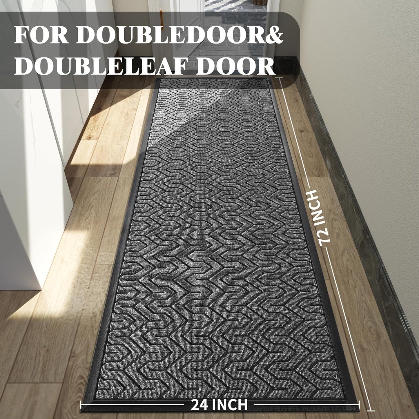 Yimobra 72x24 Indoor Outdoor Runner Rug, Heavy-Duty Waterproof Entrance Mat for High Traffic Areas, Commercial Grade Welcome Door Mat, Easy Clean, Mix Grey