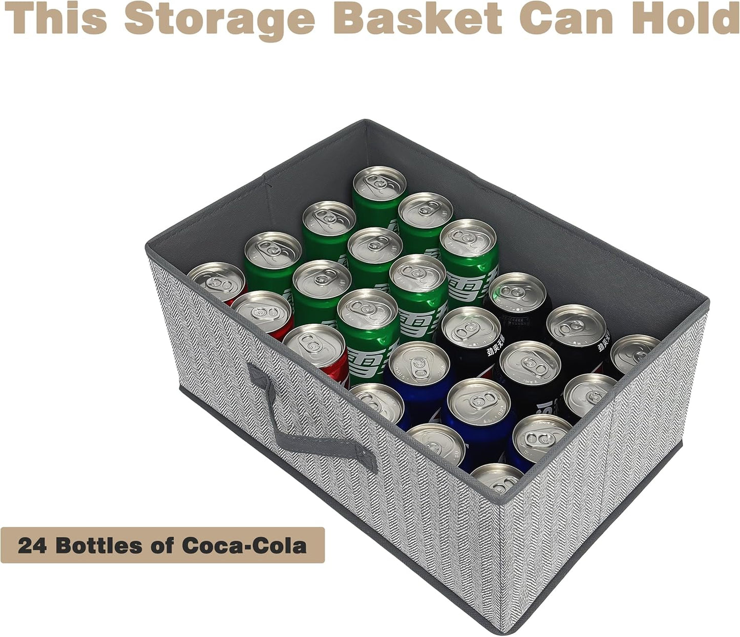 Storage Baskets, 15.7 Inch Woven Fabric Bins, Storage Cubes with Reinforced Handles, Organizer Bins for Closet Shelves, Foldable, for Toys, Clothes, Natural Beige (3PCS/Grey-15.7*11*7.8inch)