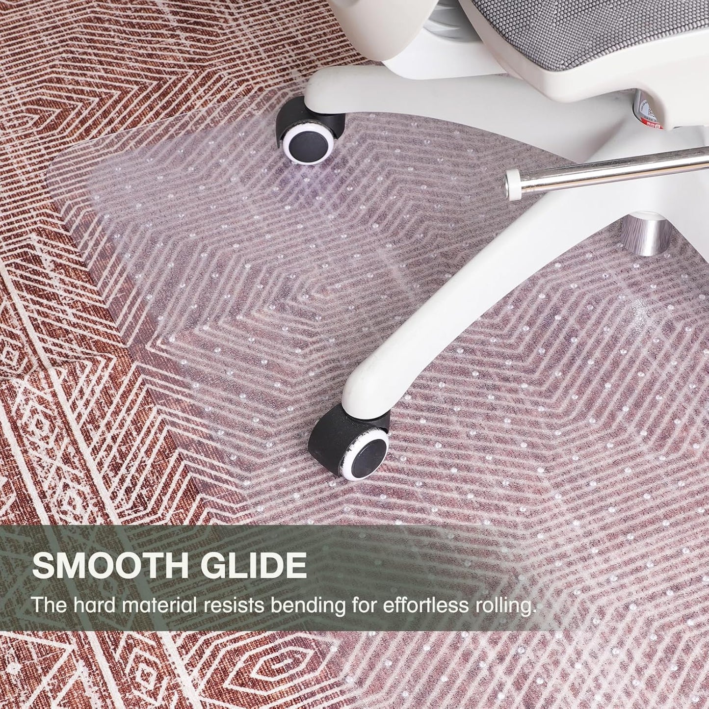 Chair Mat for Carpet, 45" x 53" Easy Glide Desk Chair Mat for Carpeted Floors, Beveled Edge Vinyl Mat with Grips, Heavy Duty Carpet Protector for Home Office, Clear(with Lip)