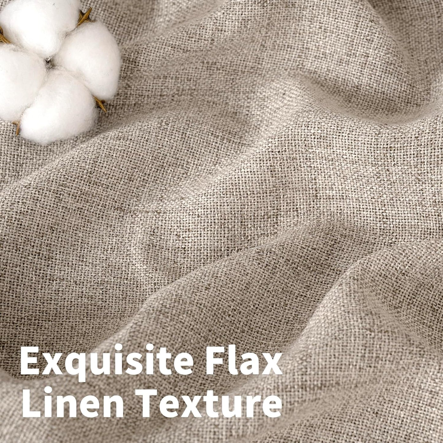 YoungsTex Dark Oatmeal Linen Curtains 63 Inch Length for Living Room, Semi Sheer Light Filtering Window Drapes Extra Wide Rod Pocket Back Tab Curtain for Bedroom, 2 Panels, 60 X 63 Inch