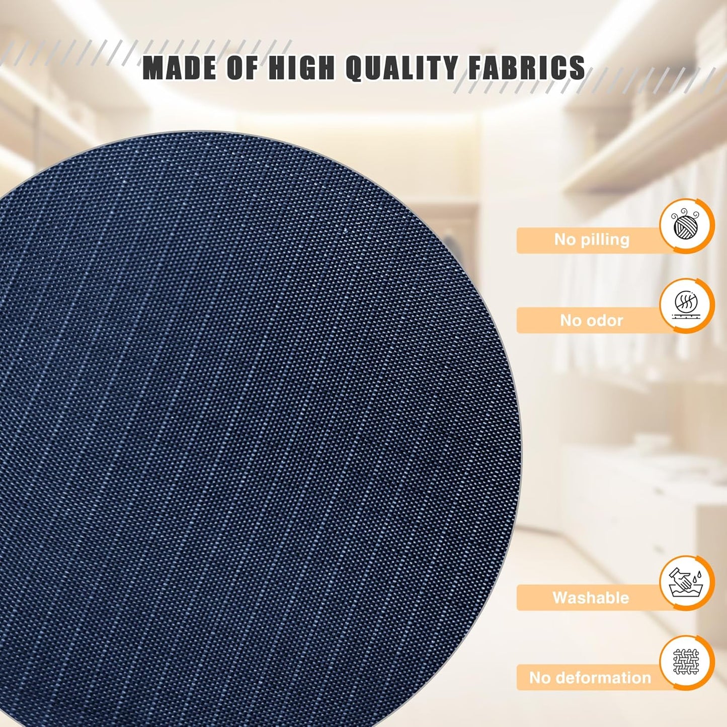 Hanging Closet Organizer - 3-Shelf, Easy Mount Foldable Wardrobe Storage Shelves for Clothes, Handbags, Shoes & Accessories - Washable Oxford Cloth Fabric, Navy Blue