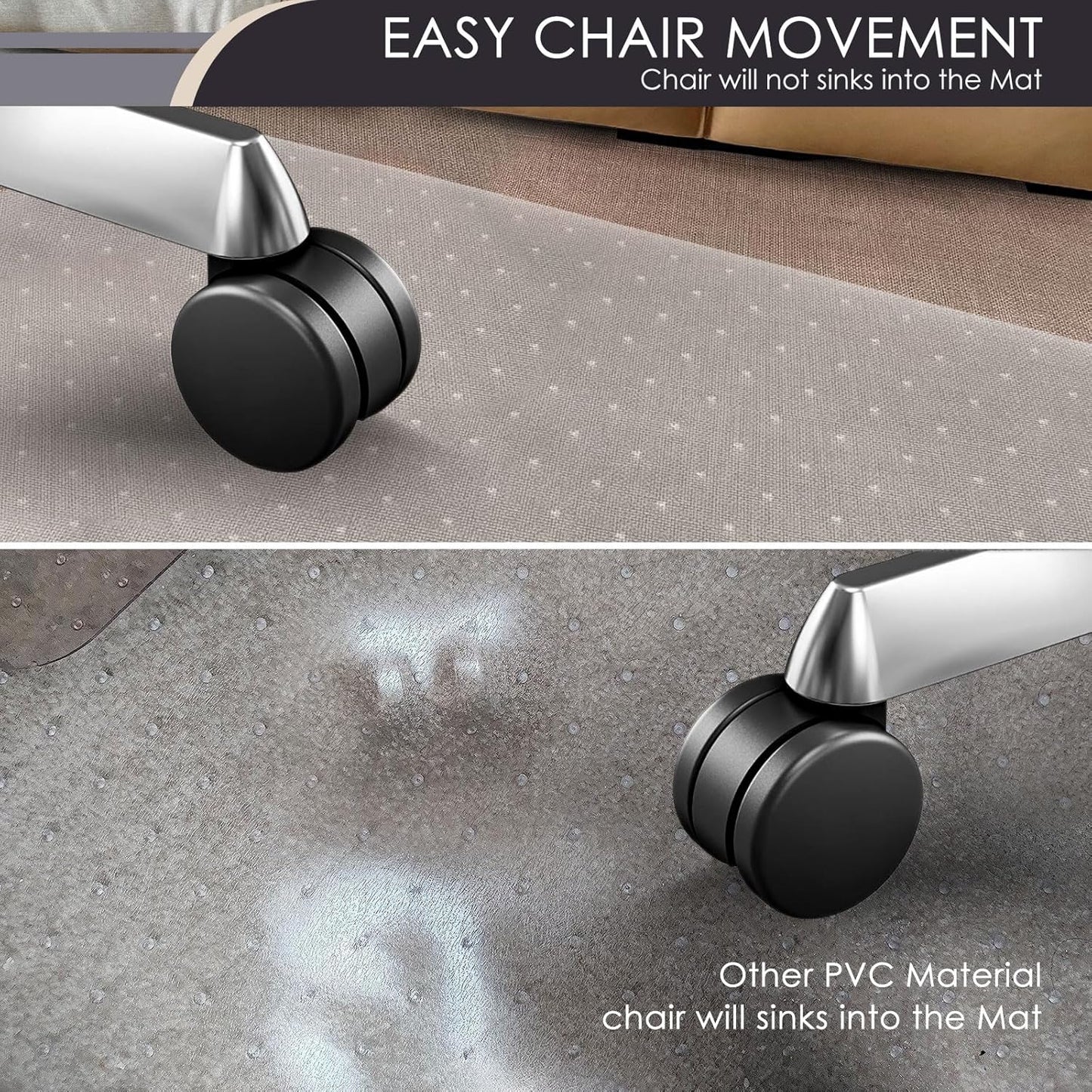 Kuyal Office Chair Mat for Carpet, 48x60 Clear Heavy Duty Computer Chair Mat, Under Desk Protector Carpeted Floors Mat, Easy Chair Movement,Ship Flat