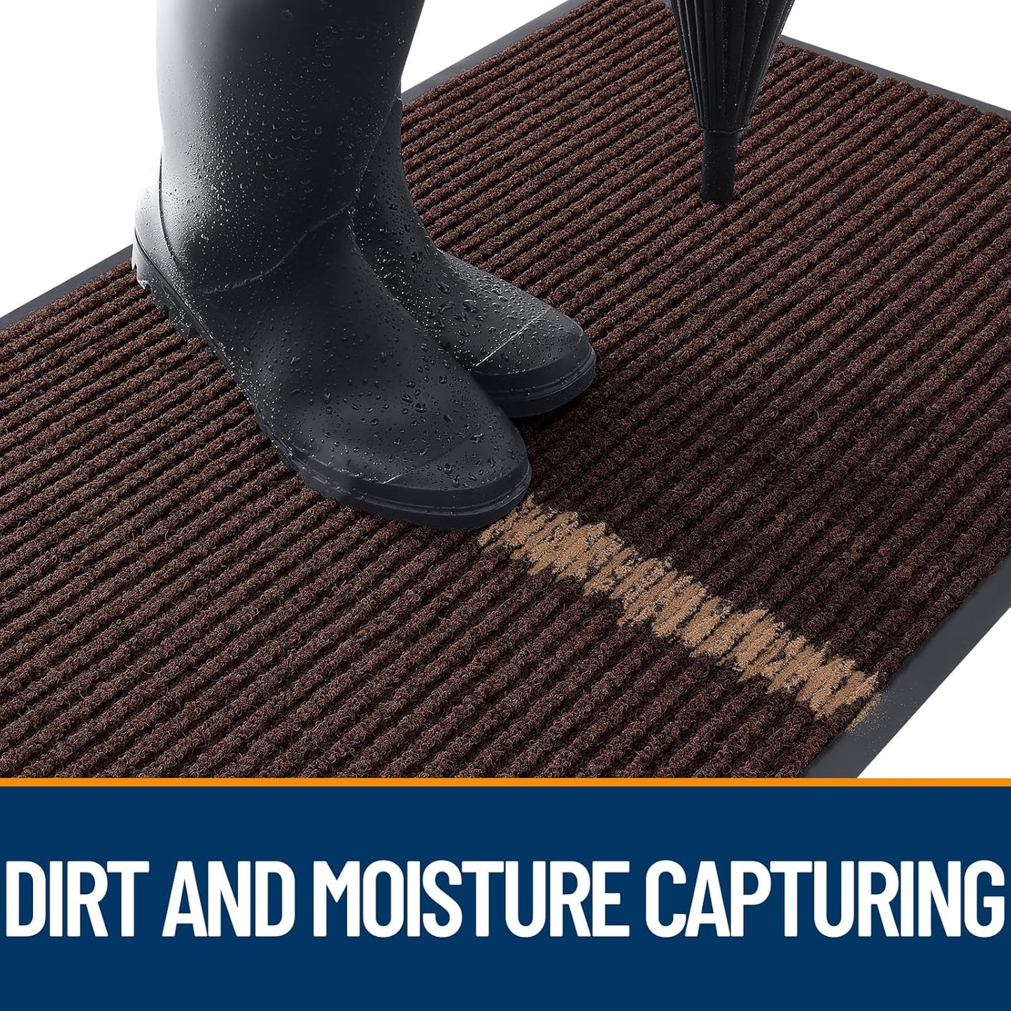 OLANLY Front Door Mat Indoor Outdoor Entrance, Waterproof Heavy Duty Doormat, Fade Resistant, Low Profile, Easy Clean Patio Porch Welcome Floor Mats for Entry, 59x23, Brown