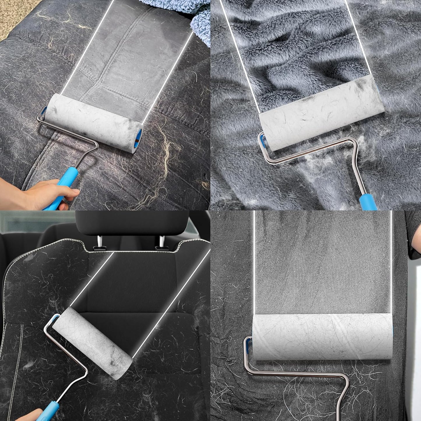 Large Surface Extra Sticky Lint Roller 6.3'', 444 Sheets Long Handle Pet Hair Removal, Dog and Cat Lint Remover for Clothes, Furniture, Carpet