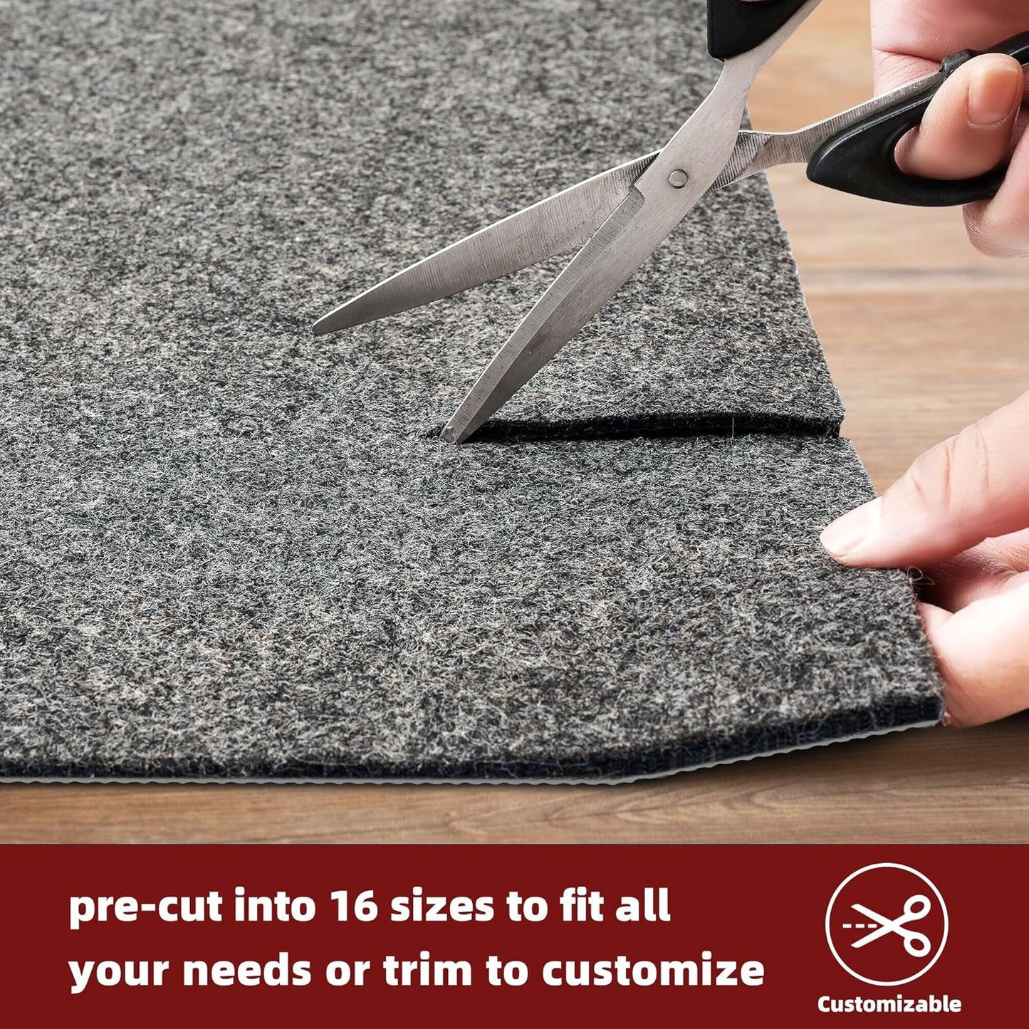 BAGAIL Felt and Natural Rubber Backing Rug Pads 1/8” Thick, 2 x 3 Ft Non Slip Rug Gripper Keep Rugs in Place, Under Area Rug Protective Cushioned Pads, Carpet Runners, Hardwood Floors Protection