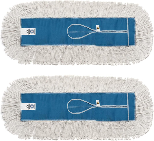Nine Forty Industrial-Grade 18x5 Cotton Dust Mop Head Refills, Perfect Replacement for Busy Home, Gym, Industrial and Commercial Spaces, Heavy-Duty Mop for Janitorial & Housekeeping Needs - 2 Pack