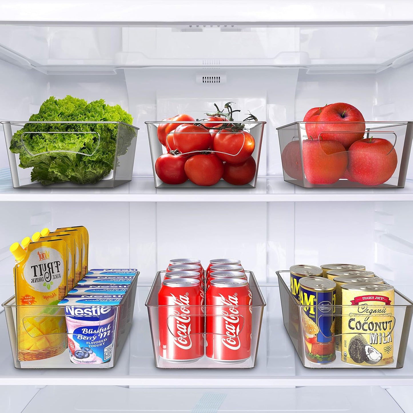 Simple Houseware Kitchen Can Organizer Clear Bin for Cabinet/Pantry/Refrigerator/Freezer/Fridge