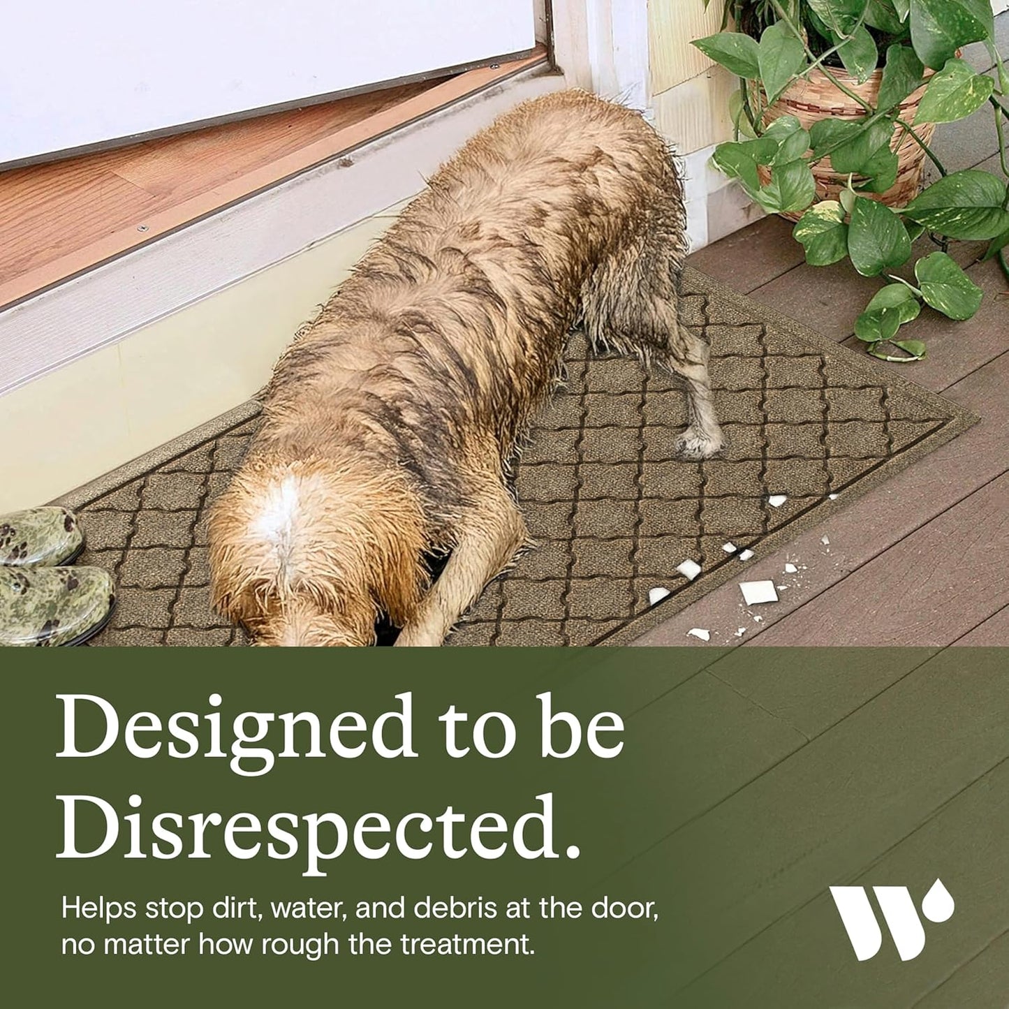 WaterHog Heavy Duty Doorway Mat, 2' x 3', Made in USA, Durable & Skid-Resistant Entryway Mat, Water-Trapping, Indoor/Outdoor Decorative Floor Covering, Cordova Collection, Khaki/Camel