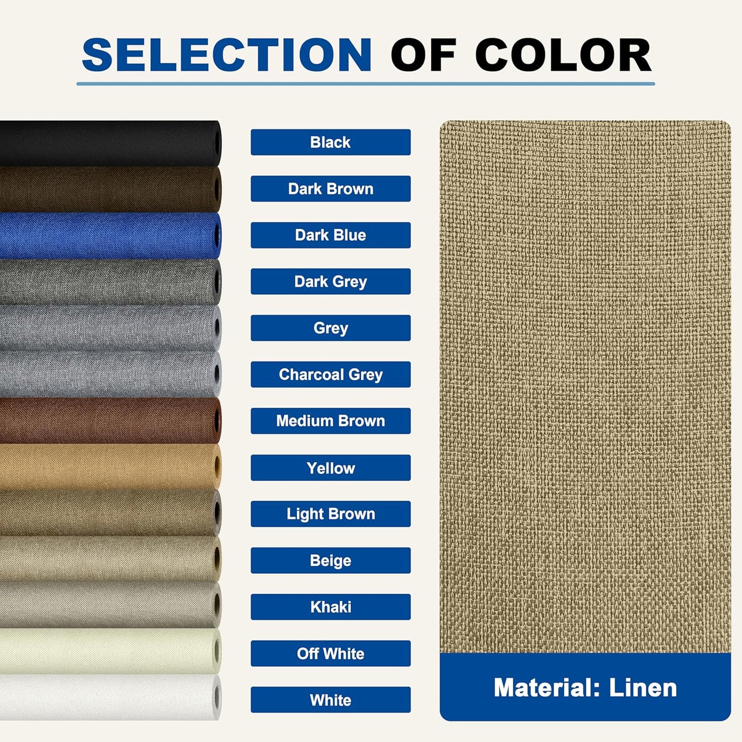 KING MOUNTAIN Linen Repair Patches, Self-Adhesive Linen Fabric Patches,16X80 inch Extra Size, Multi Color, Can be Used for Linen Sofa Repair and Linen Clothes Repair (Flaxen)