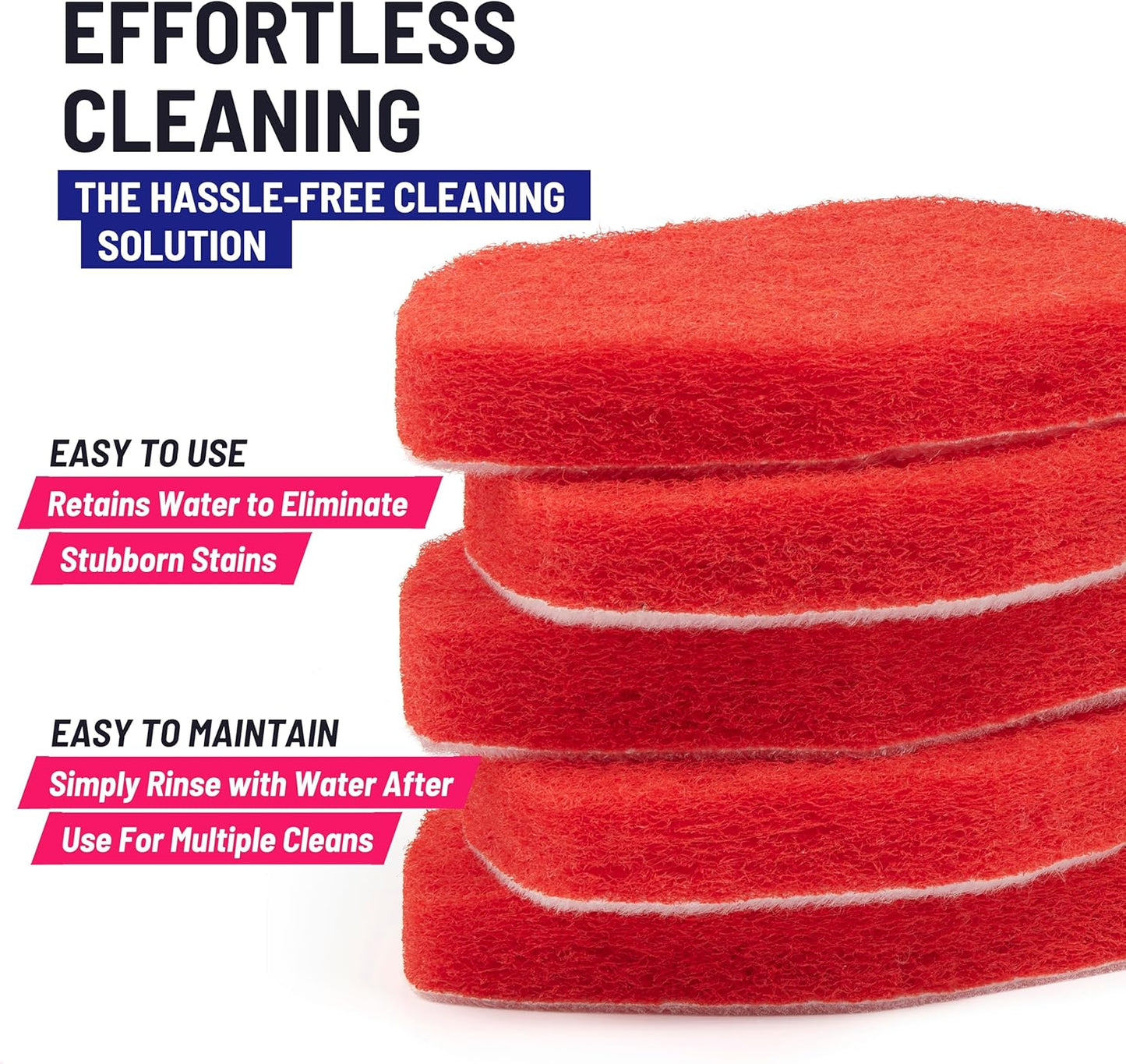 Replacement Scrubber Refill for Moku Home Extendable Tub Tile Shower Brush for Cleaning Non-Scratch (5X Scrubber Sponge Red)