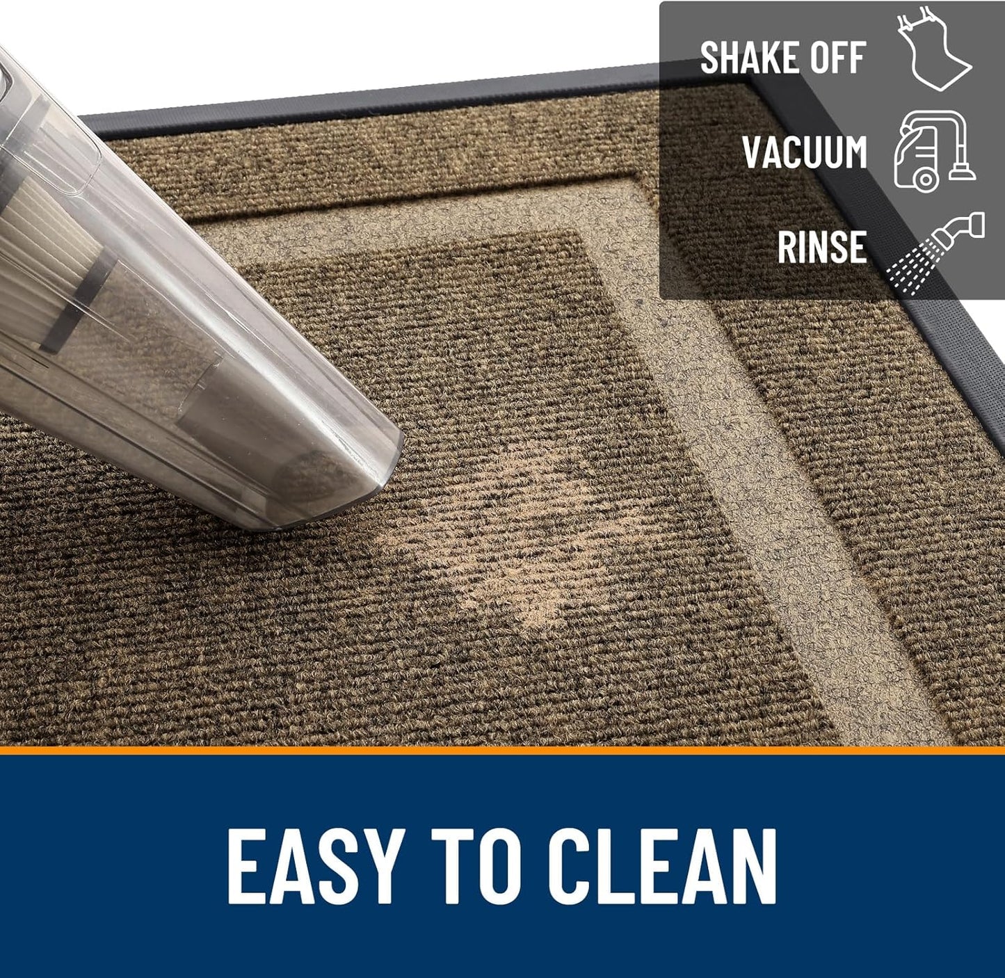 OLANLY Front Door Mat Indoor Outdoor Entrance, Waterproof All-Season, All-Weather Doormat, Sturdy Natural Rubber, Fade Resistant, Low Profile, Easy Clean Patio Porch Entryway Mat, 47x24, Brown