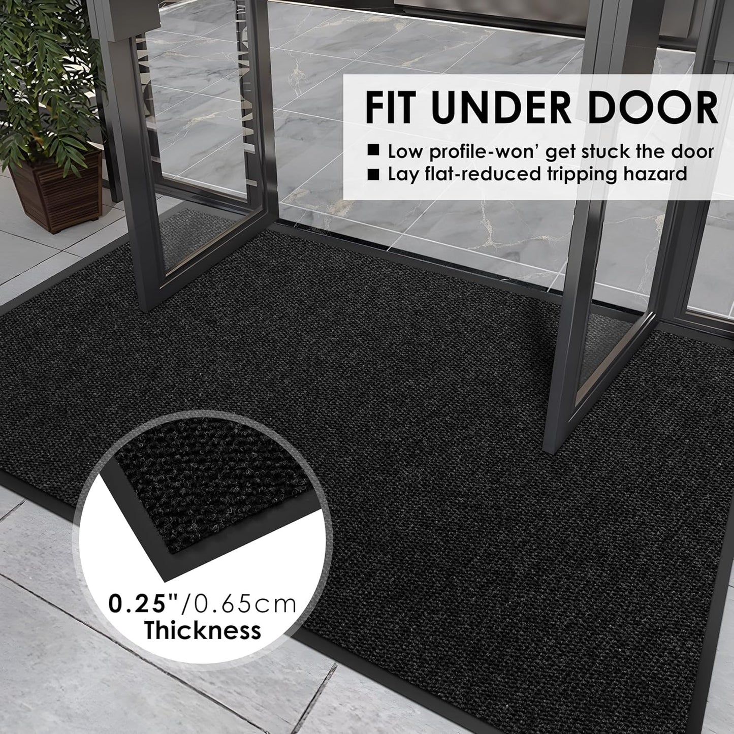 2′ x 53′ Front Door Mat Indoor Outdoor Entrance, Commercial Floor Mat Heavy Duty Dirt Trapper Entryway Doormat, Custom Size Non Slip Rubber Backing Welcome mat, Door Mat for High Traffic Area