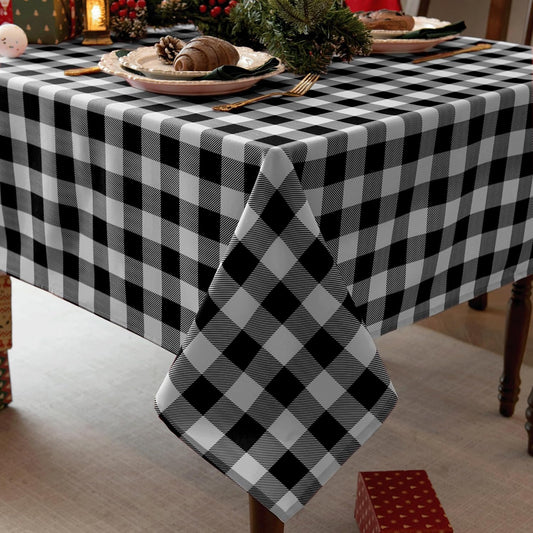 Waterproof Plaid Tablecloth Fabric - Square 58x58 Inch Classic Gingham Checker Table Cloth for Indoor/Outdoor Use - Buffalo Table Cover for Picnics, BBQs, and Parties