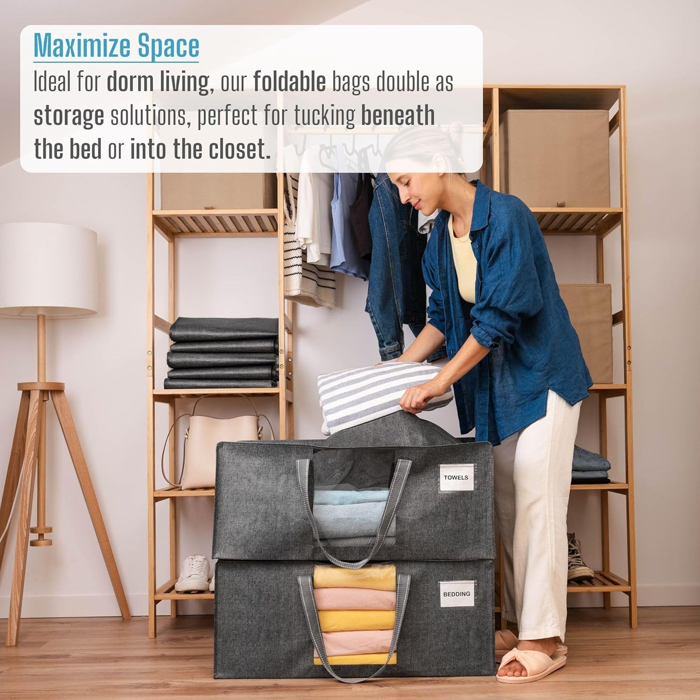 VENO 8 Pack Moving Bags Extra Large Storage Bags for College Move-In, Heavy-Duty Storage Totes, Packing Boxes, and Wardrobe Moving Supplies - Durable Laundry Bags for Clothes (Gray w/Window, 8 Pack)