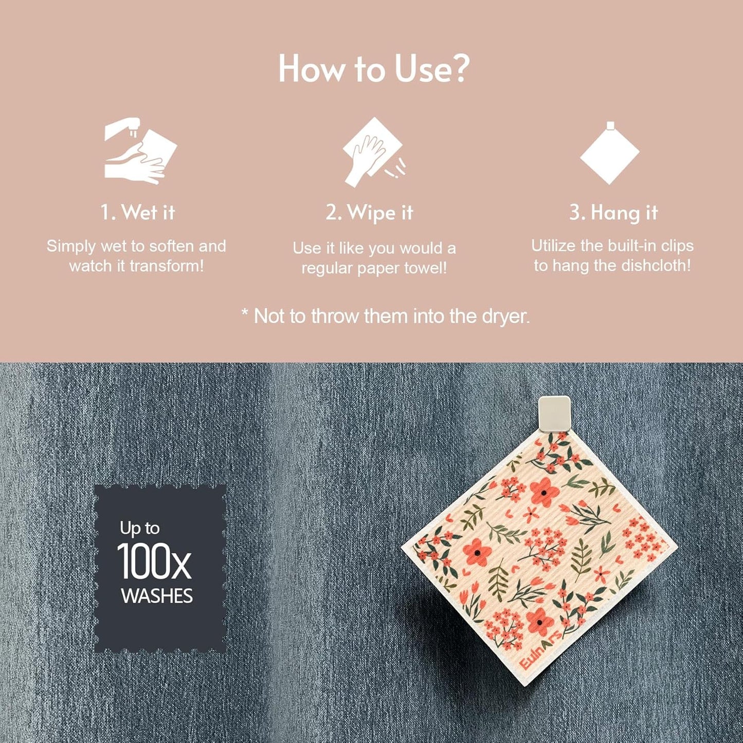 Reusable Paper Towels, Swedish Dishcloths for Kitchen 8-Pack, Non-Scratch Swedish Dish Towels, Super Absorbent Cellulose Dish Cloths, Eco Friendly Gifts