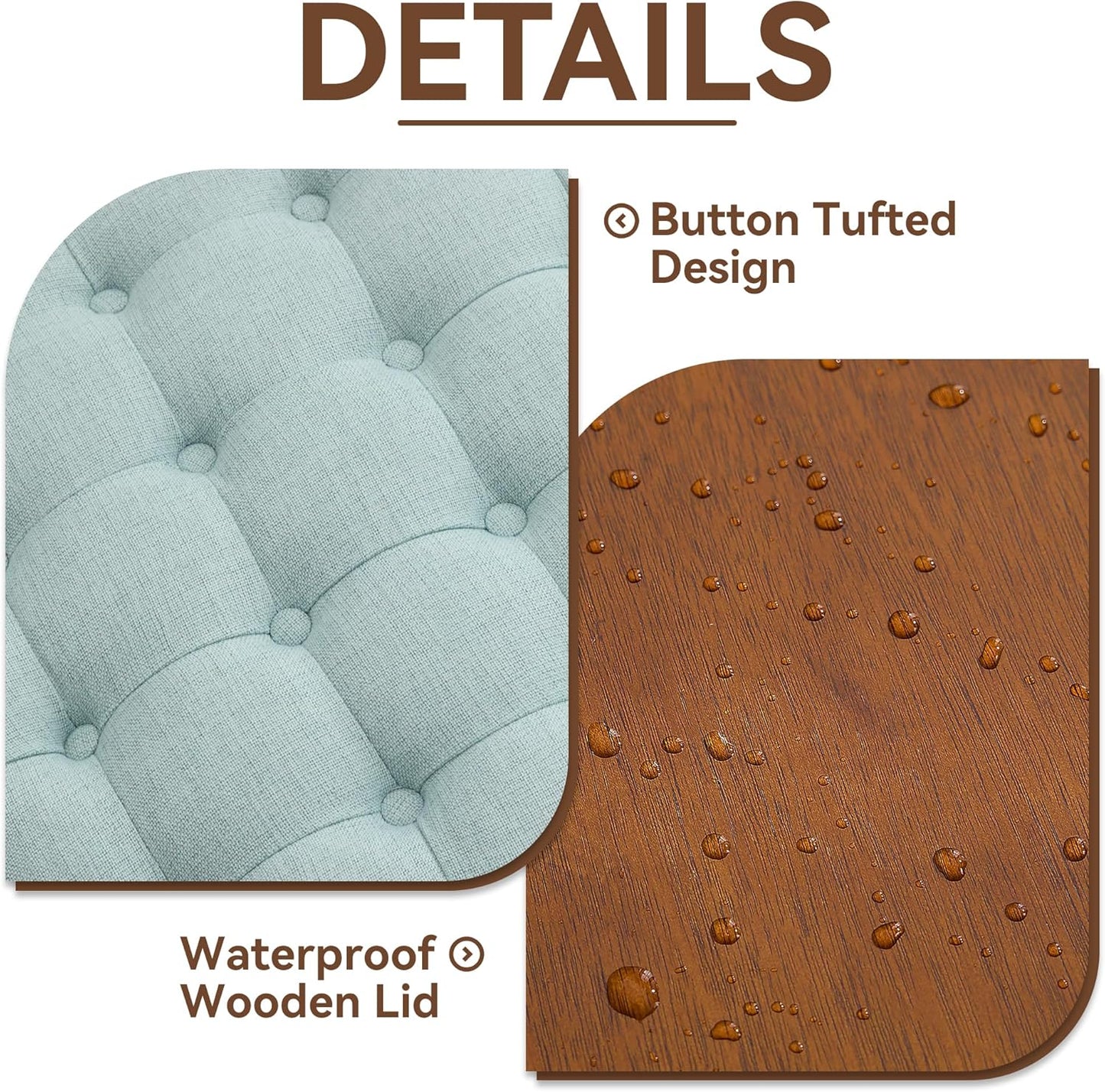 30Inch Round Storage Ottoman with Tray, Modern Tufted Fabric Circle Coffee Table with Storage, Upholstered Ottoman with Removable Top for Living Room, Bedroom, Light Blue