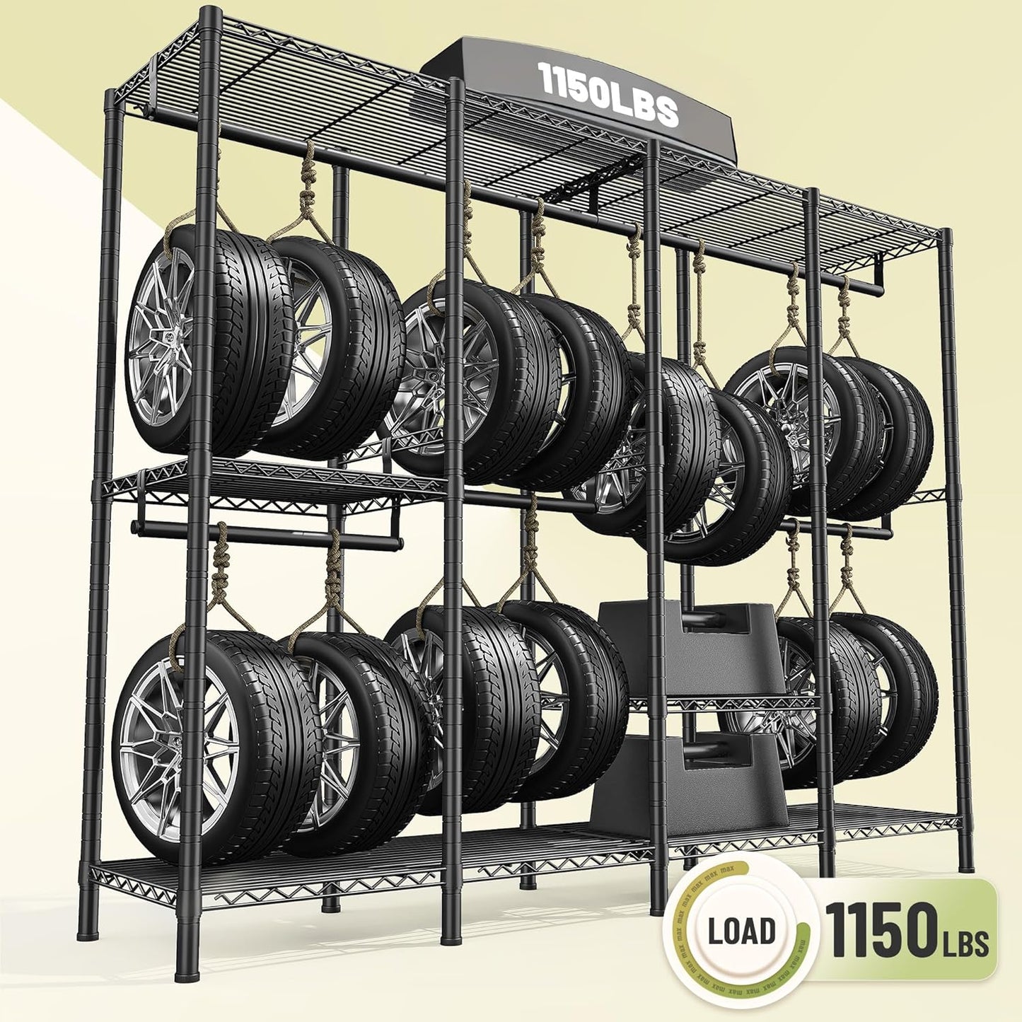 Raybee Heavy Duty Clothes Rack for Hanging Clothes,Clothing Rack with Shelves, Adjustable,76" W x 77" H x 18" D,Max Load 1150lbs,Black