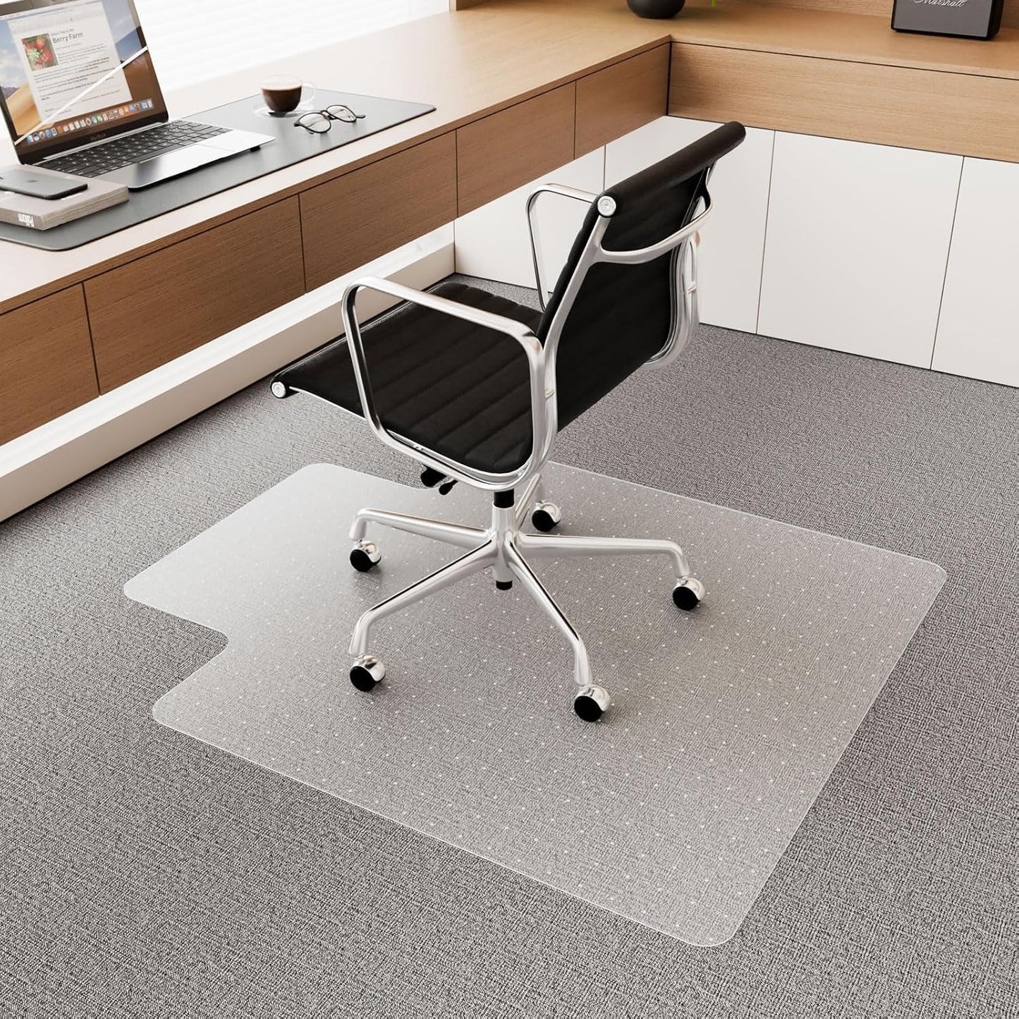 Office Chair Mat for Carpet, 53" x 45" Studded Desk Chair Mat for Low Pile Carpeted Floors, Transparent Carpet Protector Mat for Office Chairs