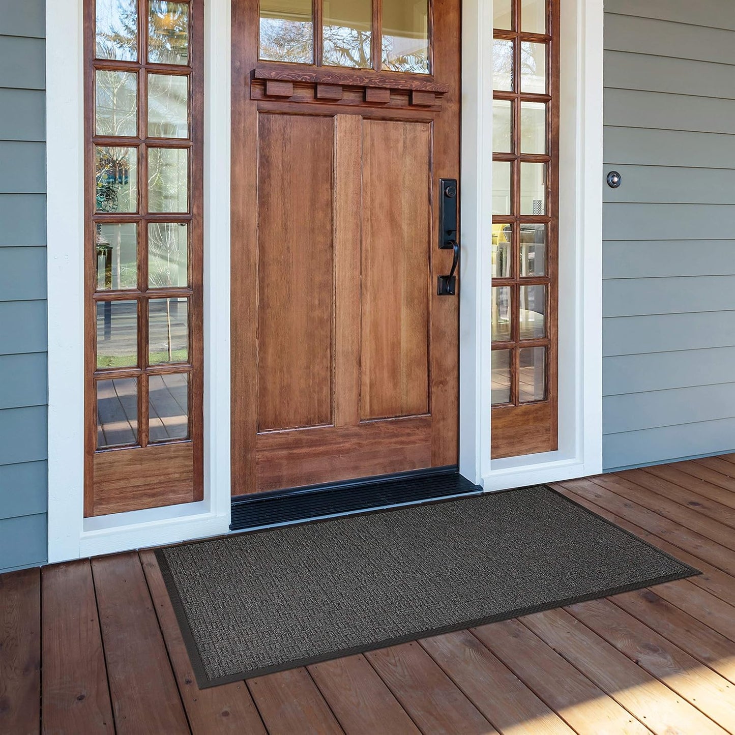 Kempf Water Retainer Entrance Mat, Indoor Outdoor Rubber Rug, Moisture Trapping, Absorbent Mat (4' X 6', Black)