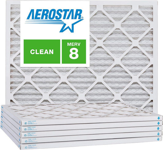 Aerostar 21 1/4x23 1/4x1 MERV 8 Pleated Air Filter, AC Furnace Air Filter, 6 Pack (Actual Size: 21 1/4" x 23 1/4" x 3/4")