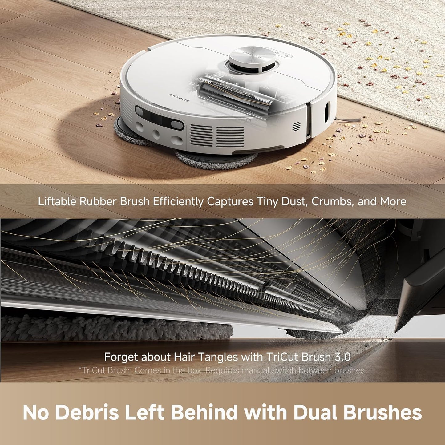 DREAME L40s Ultra AE Robot Vacuum and Mop Combo, 19,000Pa Suction, Self Emptying Dust Box, Flexible Mop & 167℉ Self Cleaning Washboard, Diverse Brush Selection, All-in-One Station, Auto Refill