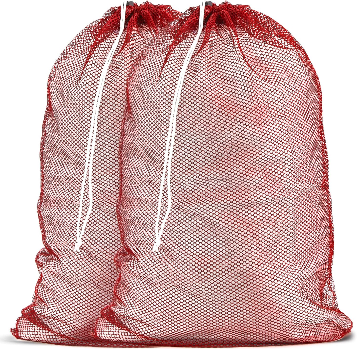 Handy Laundry Mesh XL Laundry Bags - Durable, Machine Washable with Secure Drawstring Closure - Perfect for College Dorms, Laundromats, Apartments (Red, Large 24" x 36", 2-Pack)