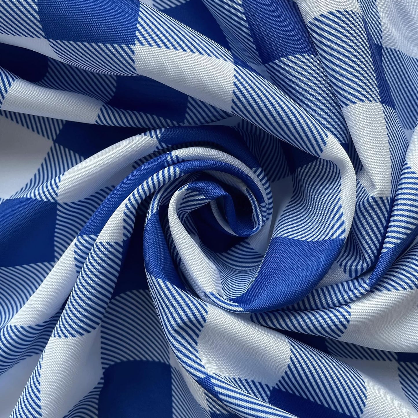 Waterproof Plaid Tablecloth Fabric - Round 120 Inch Classic Gingham Checker Table Cloth for Indoor/Outdoor Use - Buffalo Table Cover for Picnics, BBQs, and Parties