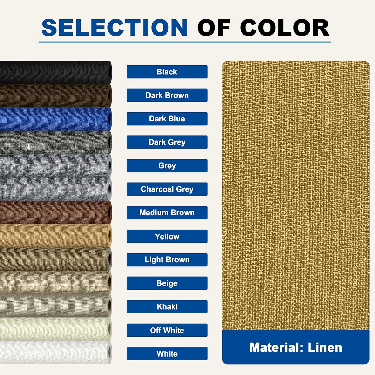 KING MOUNTAIN Linen Repair Patches, Self-Adhesive Fabric Patches, 4 X 63 inch Extra Size, Multi Color, Can be Used for Sofa Repair and Linen Clothes Repair (Yellow)