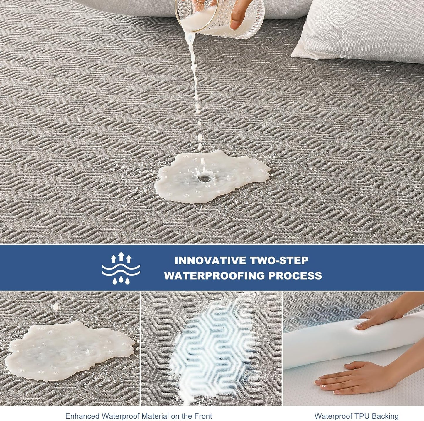 GRT Waterproof Mattress Protector Full, Breathable Bamboo Charcoal Fiber Mattress Cover, Noiseless and Odor Free Upgraded Mattress Protector with Double-Barrier Protection, 8"-26" Deep Pocket