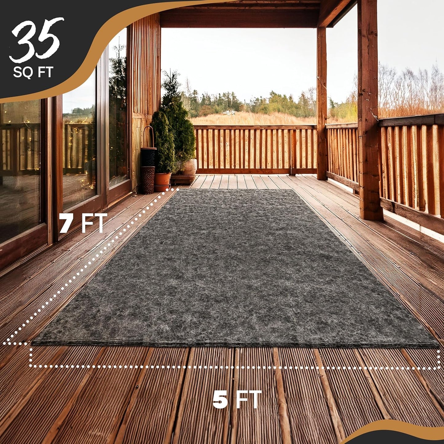 Nevlers 5'x7' Felt TPO Non Slip Rug Pad | 1/4" Thick Rug Cushion | Anti Slip Grips for Hardwood Floors